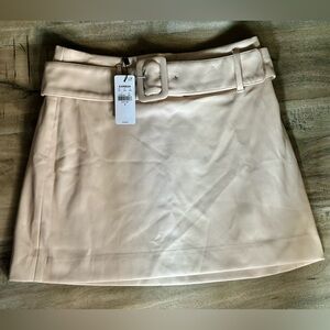 Express Beige Belted Mini Skirt